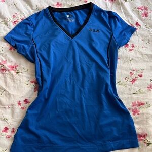 FILA Women's Vibrant Blue V-Neck Tee